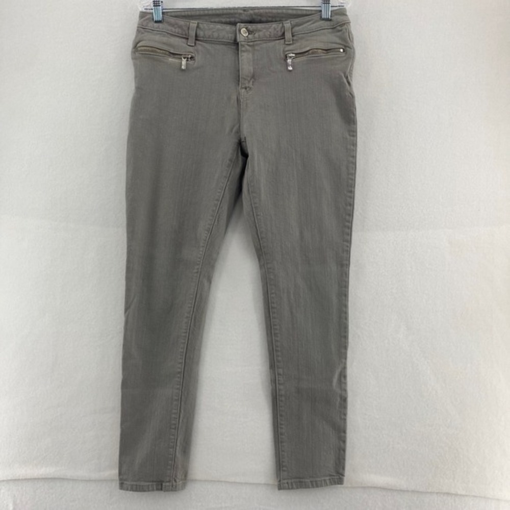 Michael Kors Gray Denim Pants Zipper Pockets Skinny Jeans Size 8 - Picture 2 of 12